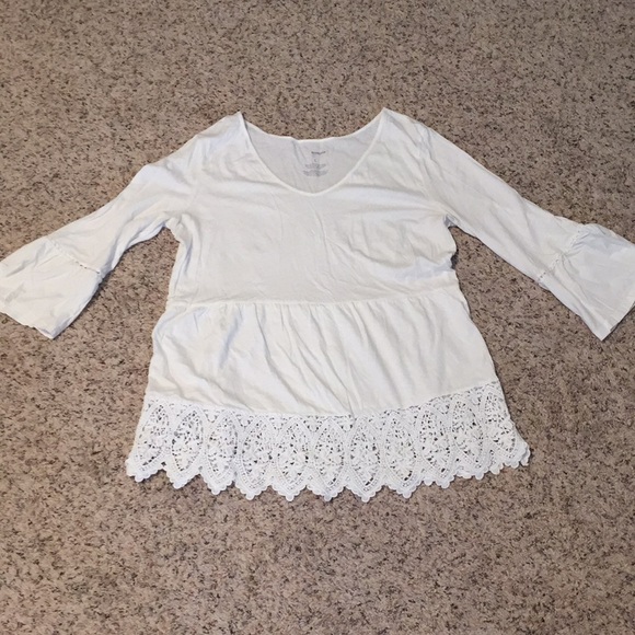 White bell sleeve peplum top - Picture 1 of 1